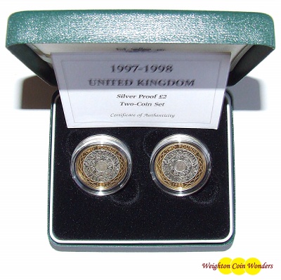 1997 and 1998 Silver Proof £2 Coin Set